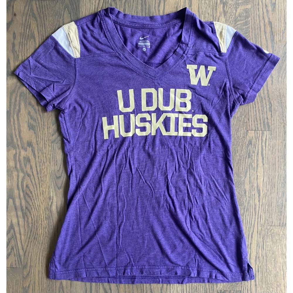 Washington Huskies Women Nike U Dub T-shirt Purple Gold Size Medium